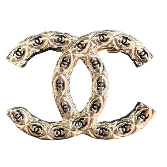 Chanel Black and Gold Interlocking CC Brooch Fall/Winter 2021 (CCXX018) - Picture 1 of 4